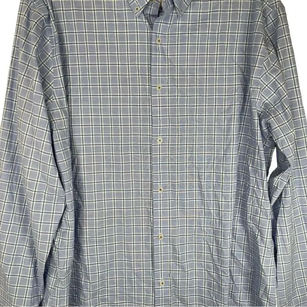 Twillory Untuck(able) Glow Men's Dress Shirt Tailored Fit Size XL Blue Plaid